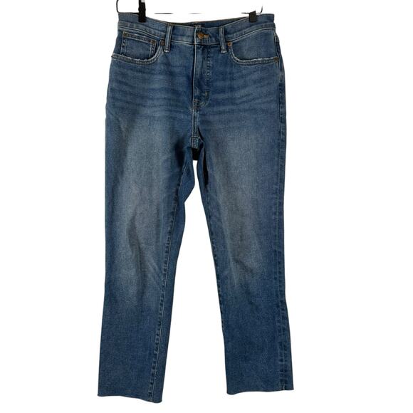 J.Crew Women High Rise Stretch Raw Hem Cotton Straight Leg Crop Jeans BT019 28 - Picture 1 of 10